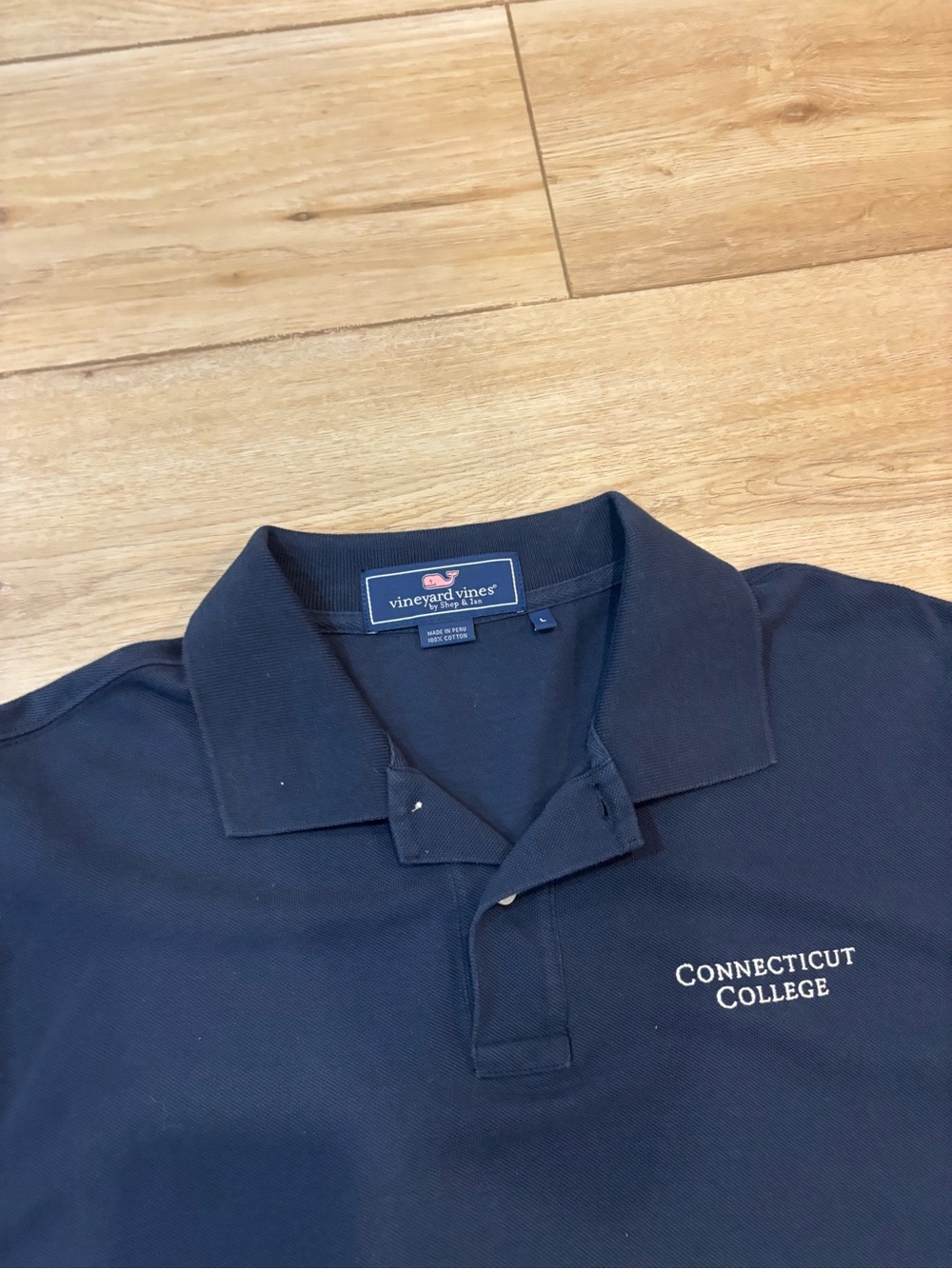Vineyard Vines Navy Blue Connecticut College Short Sleeve Polo Large L NESCAC